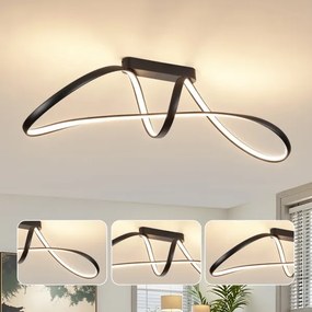 Brilagi-LED Stmievateľný prisadený luster TWISTER LED/60W/230V 3000-6000K čierny s diaľkovým ovládaním