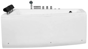 Vírivá rohová vaňa s LED osvetlením pravostranná 182 x 122 cm biela SERRANA Beliani