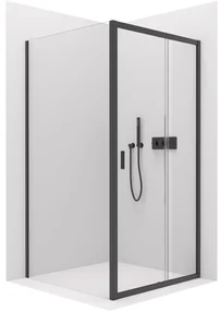 CERANO - Sprchovací kút Varone LINE L/P - čierna matná, transparentné sklo - 90x80 cm - posuvný, CER-CER-DY505B-9092