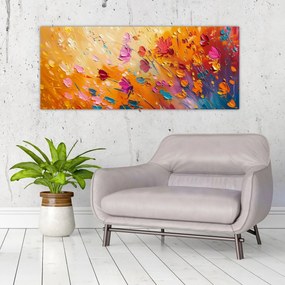 Obraz - Maľba farebných kvetov (120x50 cm)