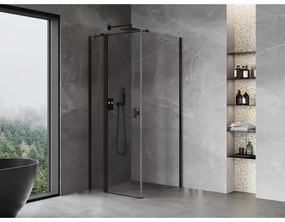 Mexen Mist T, sprchový kút s krídlovými dverami, 95 x 95 cm, 8mm číre sklo, čierny profil, 8A4T-095-095-70-00