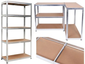 Regál 150x75x30 cm strieborný