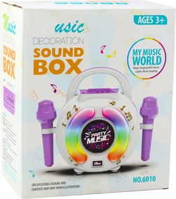LEAN Toys Karaoke sada – 2 mikrofóny, Bluetooth reproduktor, MP3, nahrávanie, LED