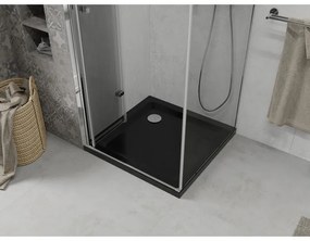 Mexen Lima, sprchový kút 90 (dvere) x 90 (stena) cm, 6mm číre sklo, chrómový profil + SLIM sprchová vanička čierna 5cm s chrómovým sifónom, 856-090-090-01-00-4070
