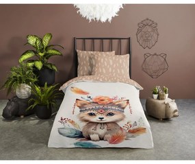 Hnedé/béžové bavlnené detské obliečky na jednolôžko 140x200 cm Hay – Good Morning