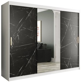 Šatníková skriňa 250 cm Marbelo T1 (matná biela + čierny mramor). Akcia -20%. Vlastná spoľahlivá doprava až k Vám domov. 1064579