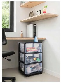 Čierno-priehľadný plastový pojazdný regál 37x100 cm – Curver