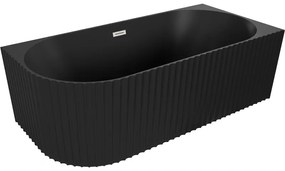 Mexen Gia, voľne stojaca rohová vaňa, drážkovaná, pravá, 170 x 80 cm, čierna matná, brúsená oceľ, 52701708071P-97