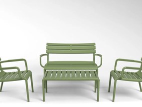 PARIS záhradné lounge kreslo s podrúčkami olive green