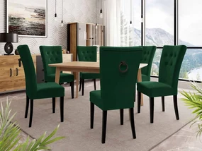 Rozkladací stôl 140x80 so 6 stoličkami ST67, Farby: natura, Farby: čierny, Potah: Magic Velvet 2225