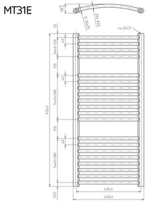 Mereo Mereo, Vykurovací rebrík oblý, 450x970 mm, 400 W, biely, elektrický, MER-MT31E