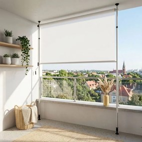 Voľnestojaca balkónová markíza, clona na terasu s kľukou - béžová