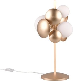 Stolová lampa so skleneným tienidlom v zlato-bielej farbe (výška 50 cm) Bubble – Trio Select