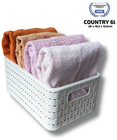 Rotho Plastový košík COUNTRY, rovný, bílý (6l - 28x19x13)