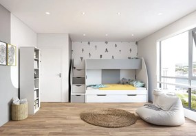 Detská poschodová posteľ MARTIN - 200x80 cm - biela/sivá