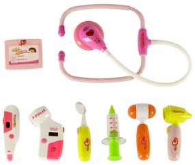 KIK Detský lekársky set v kufríku DOCTOR – hračka pre deti so svetlami a zvukmi, ružový