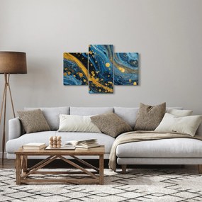 Obraz - Modrá abstrakcia so zlatom (90x60 cm)