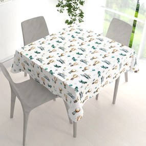 Biante Detský bavlnený štvorcový obrus Sandra SA-457 Líšky v lietadielkach na bielom 100x100 cm