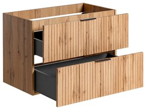 Koupelnová sestava Casad 80 cm se skříňkami, umyvadlem a zrcadlem dub wotan
