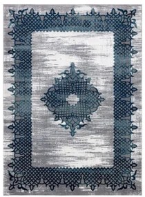 Koberec CORE W9797 Ramka, Rozeta - modrý / sivý