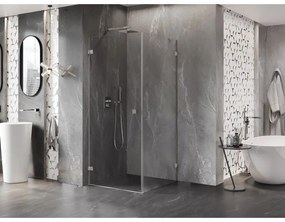 Mexen Lunar-B, výklopný sprchový kút ľavý 80 x 80 cm, 8mm číre sklo, oceľový profil, 832-080-080-97-00-L