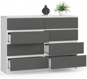 Komoda K140 8SZ CLP biela / sivá