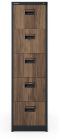Kovová kartotéka, 5 zásuviek SARA V5, 460 x 1630 x 620 mm, Eco Design: antracitová/ orech