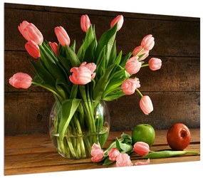 Obraz červených tulipánov vo váze (70x50 cm)