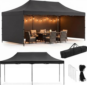SPRINGOS Nožnicový záhradný stan 3×6 m – čierny, obchodný pavilón na podujatia GP0008