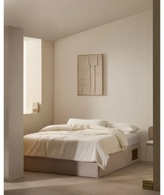 Béžová čalúnená dvojlôžková posteľ s úložným priestorom 160x200 cm Matters – Kave Home