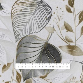 Biante Dekoračný behúň na stôl Leona LN-173 Sivé listy na režnom 35x180 cm