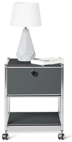 Kovový nočný stolík so zásuvkou »CN3«, sivý
