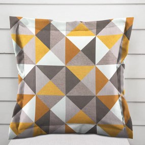 Biante Zamatová obliečka na vankúš s lemom Tamara TMR-020 Žlto-sivobéžové trojuholníky 50 x 50 cm