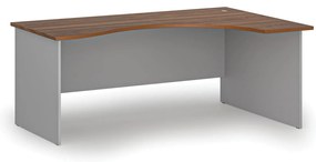 Ergonomický kancelársky písací stôl PRIMO GRAY, 180x120 cm, pravý, sivá/orech