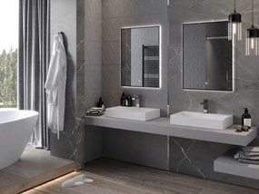 Mexen Erma osvetlené kúpeľňové zrkadlo 60 x 80 cm, LED 6000K, proti pare, čierny rám - 9814-060-080-611-70