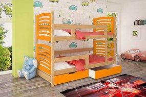 Poschodová posteľ Oli 2 - typ B Farba: Borovica + oranžová