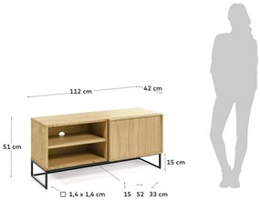 Zásuvková TV skrinka TIROLA 2 industrial 112 cm, dub prírodný