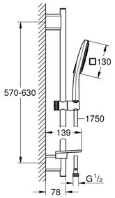GROHE 26596000 - Sprchová súprava VITALIO SMARTACTIVE 130 CUBE 600 mm, lesklý chróm