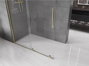 Mexen Velar, posuvné dvere do otvoru typ Walk-In 130 cm, 8mm číre sklo, zlatá lesklá, 871-130-000-03-50