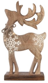 4Home Dekorácia z mangového dreva Snowflake Deer, 33 cm