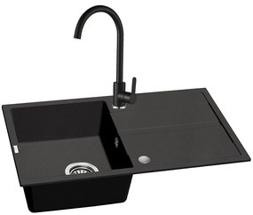 Granitový drez Pico 760x440 čierny + batéria