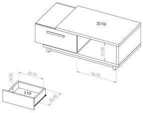 Konferenčný stolík Indi 120 (dub artisan + čierna matná + dub artisan). Akcia -20%. Vlastná spoľahlivá doprava až k Vám domov. 1051743