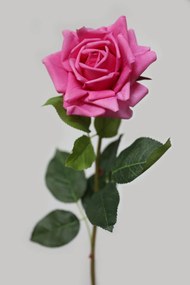 Cyklámenová umelá ruža rozkvitnutá 74cm