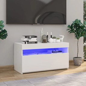TV skrinka s LED svetlami lesklá biela 75x35x40 cm