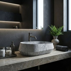 Rea Zoe Venice, umývadlo na dosku 590×380×170 mm, imitácia kameňa sivá matná, REA-U3541