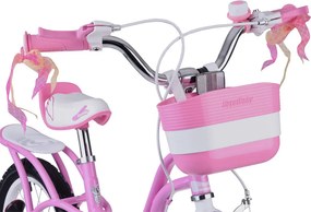 RoyalBaby detský bicykel 14 palcov Little Swan s košíkom a bočnými kolieskami RB14-18 ružový
