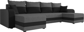 Rozkladacia sedacia súprava do U VALERIO 305x140 cm, tmavosivá/antracitová