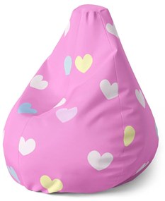 Sablio Sedací vak Pear Srdce na ružovej - 70 x 95 x 15 cm