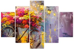 Obraz - Bicykel s kvetmi (150x105 cm)