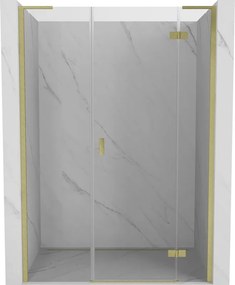 Mexen Mist-H L, 1-krídlové sprchové dvere pravé 140 cm, číre sklo, zlatý matný profil, 8A5L-140-001-55-00-P